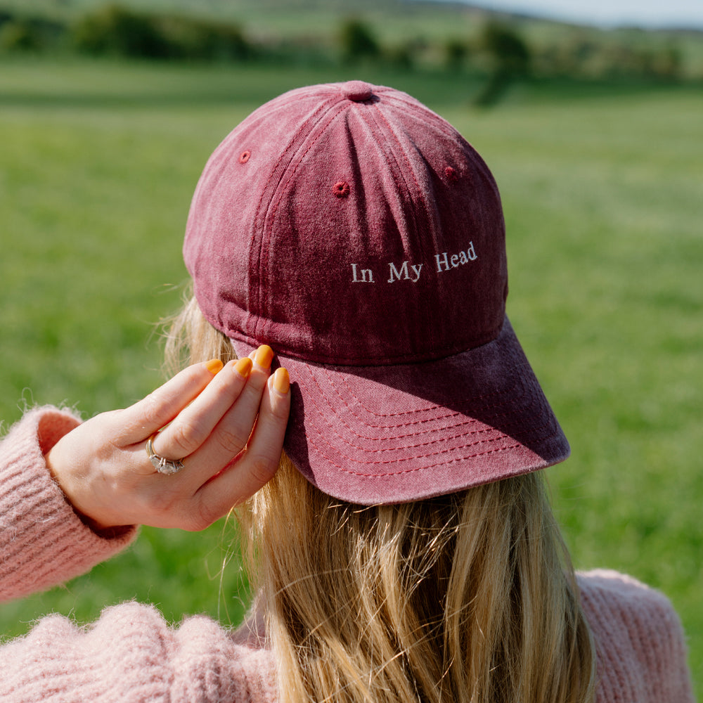 Burgundy 'In My Head' Embroidered Baseball Cap