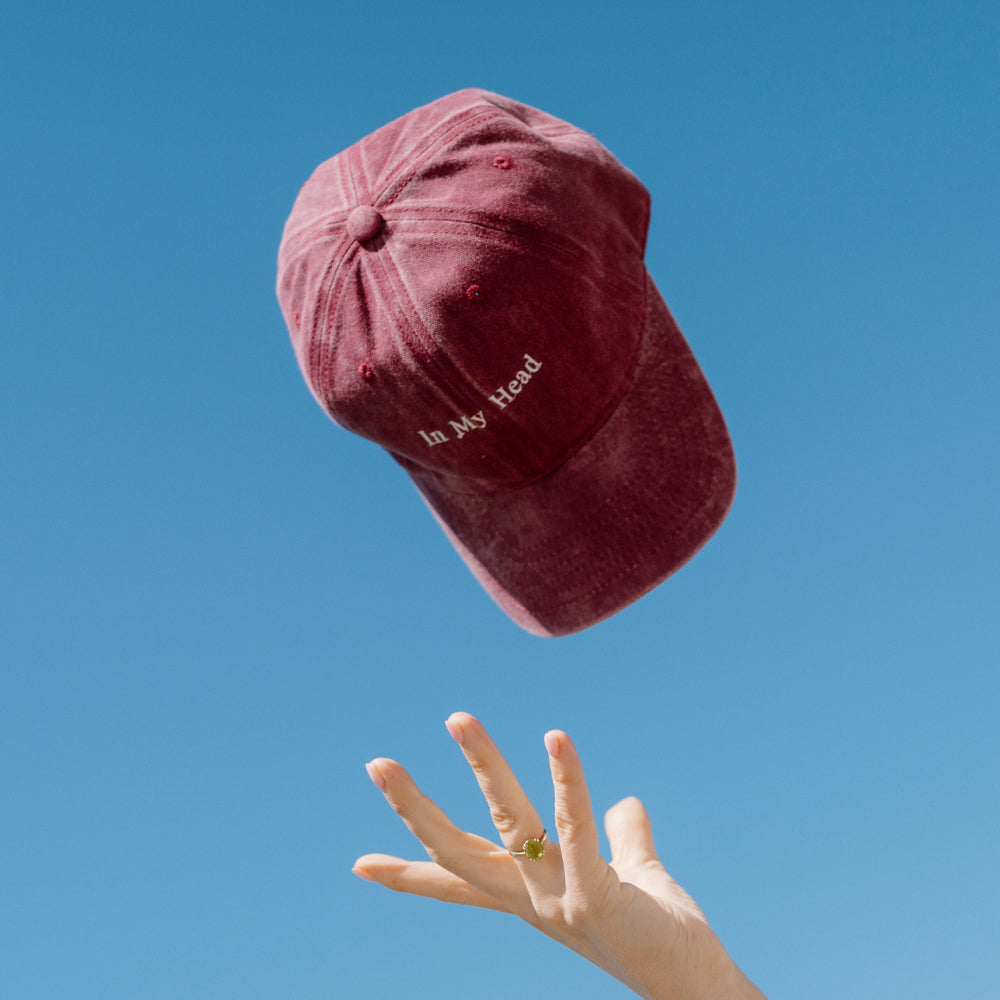 Burgundy 'In My Head' Embroidered Baseball Cap